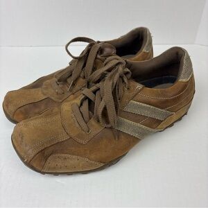 Skechers Men’s Size 12 Shoes Loafers Citywalk Wharf Brown Leather Laces Stripe